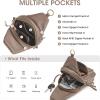Kattee Small Sling Bag for Women, Leather Fanny Packs Crossbody Purse, Chest Bag for Travel with RFID Blocking, Black(Khaki)