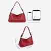 Kattee Soft Leather Hobo Handbags for Women, Genuine Top Handle Bags Vintage Shoulder Purses(Wine Red)
