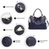 Kattee Soft Women Genuine Leather Purses and Handbags Satchel Tote Shoulder Bag(Dark Blue)