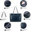 Kattee Vintage Genuine Leather Tote Shoulder Bag for Women Satchel Handbag with Top Handles(Dark Blue)