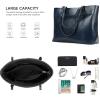 Kattee Vintage Genuine Leather Tote Shoulder Bag for Women Satchel Handbag with Top Handles(Dark Blue)