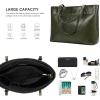 Kattee Vintage Genuine Leather Tote Shoulder Bag for Women Satchel Handbag with Top Handles(Green)
