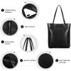 Kattee Vintage Genuine Leather Tote Shoulder Handbag for Woman with Adjustable Handles(Black)