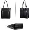 Kattee Vintage Genuine Leather Tote Shoulder Handbag for Woman with Adjustable Handles(Black)