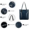 Kattee Vintage Genuine Leather Tote Shoulder Handbag for Woman with Adjustable Handles(Blue)