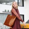 Kattee Vintage Genuine Leather Tote Shoulder Handbag for Woman with Adjustable Handles(Brown)