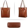 Kattee Vintage Genuine Leather Tote Shoulder Handbag for Woman with Adjustable Handles(Brown)