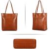 Kattee Vintage Genuine Leather Tote Shoulder Handbag for Woman with Adjustable Handles(Light Brown)