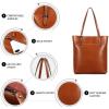 Kattee Vintage Genuine Leather Tote Shoulder Handbag for Woman with Adjustable Handles(Light Brown)