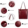 Kattee Vintage Genuine Leather Tote Shoulder Handbag for Woman with Adjustable Handles(Red)