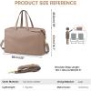 Kattee Weekender Bags for Women Leather Travel Bags for Women Duffle Overnight Duffel Carry on Large Tote Bag(Khaki)