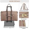 Kattee Weekender Bags for Women Leather Travel Bags for Women Duffle Overnight Duffel Carry on Large Tote Bag(Khaki)