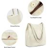 Kattee Women Soft Genuine Leather Totes Shoulder Bag Purses and Handbags with Top Magnetic Snap Closure(Beige)