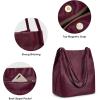 Kattee Women Soft Genuine Leather Totes Shoulder Bag Purses and Handbags with Top Magnetic Snap Closure(Dark Purple)