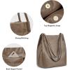 Kattee Women Soft Genuine Leather Totes Shoulder Bag Purses and Handbags with Top Magnetic Snap Closure(Khaki)