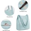 Kattee Women Soft Genuine Leather Totes Shoulder Bag Purses and Handbags with Top Magnetic Snap Closure(Sky Blue)
