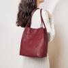Kattee Women Soft Genuine Leather Totes Shoulder Bag Purses and Handbags with Top Magnetic Snap Closure(Wine Red)