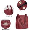 Kattee Women Soft Genuine Leather Totes Shoulder Bag Purses and Handbags with Top Magnetic Snap Closure(Wine Red)
