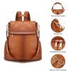 Kattee Women’s Anti-Theft Backpack Purse Genuine Leather Shoulder Bag Fashion Ladies Satchel Bags(Brown (a Bit Orange))
