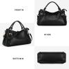 Kattee Women’s Soft Genuine Leather Satchel Purses Top Handle Crossbody Bags Ladies Designer Medium Size Hobo Handbags(Black)
