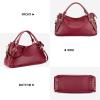 Kattee Women’s Soft Genuine Leather Satchel Purses Top Handle Crossbody Bags Ladies Designer Medium Size Hobo Handbags(Wine Red)