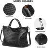 Kattee Woven Bag for Women, Leather Tote Bag Large Handbag and Purse Retro Handmade Shoulder Bag(Black)