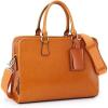 Kattee Genuine Leather Briefcase for Women, Large Capacity Laptop Bag with Luggage Tag(Brown)