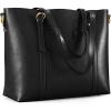 Kattee Genuine Leather Women Tote Bag Soft Handbags Vintage Shoulder Purses Fashion Top Handle Bag Large Capacity(Black)