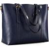 Kattee Genuine Leather Women Tote Bag Soft Handbags Vintage Shoulder Purses Fashion Top Handle Bag Large Capacity(Blue)