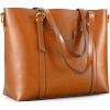 Kattee Genuine Leather Women Tote Bag Soft Handbags Vintage Shoulder Purses Fashion Top Handle Bag Large Capacity(Brown)
