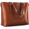Kattee Genuine Leather Women Tote Bag Soft Handbags Vintage Shoulder Purses Fashion Top Handle Bag Large Capacity(Deep Brown)