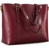 Kattee Genuine Leather Women Tote Bag Soft Handbags Vintage Shoulder Purses Fashion Top Handle Bag Large Capacity(Red)