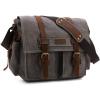 Kattee Leather Canvas Camera Bag Vintage DSLR SLR Messenger Shoulder Bag(Dark Gray)