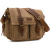 Kattee Leather Canvas Camera Bag Vintage DSLR SLR Messenger Shoulder Bag(Khaki)
