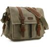 Kattee Leather Canvas Camera Bag Vintage DSLR SLR Messenger Shoulder Bag(Light Green)