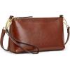 Kattee Leather Crossbody Bags for Women Trendy, Small Shoulder Purses and Handbags, Clutch Wristlet Wallet with 2 Straps(Dark Brown)