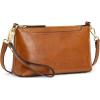 Kattee Leather Crossbody Bags for Women Trendy, Small Shoulder Purses and Handbags, Clutch Wristlet Wallet with 2 Straps(Light Brown)
