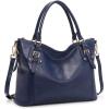 Kattee Leather Handbags Tote Shoulder Bag for Woman Satchel Designer Purse Top Handles Crossbody Bag Large Capacity(Dark Blue)