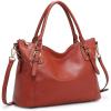 Kattee Leather Handbags Tote Shoulder Bag for Woman Satchel Designer Purse Top Handles Crossbody Bag Large Capacity(Rust Red)