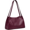 Kattee Leather Purses and Handbags for Women, Soft Genuine Leather Shoulder Hobo Bags with Top Magnetic Snap Closure(Dark Purple)