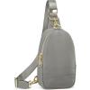 Kattee Leather Sling Bag for Women, Womens Leather Fanny Crossbody Purse for Travel，Small Sling Bag with RFID Blocking(Grey)