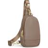 Kattee Leather Sling Bag for Women, Womens Leather Fanny Crossbody Purse for Travel，Small Sling Bag with RFID Blocking(Khaki)