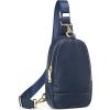 Kattee Leather Sling Bag for Women, Womens Leather Fanny Crossbody Purse for Travel，Small Sling Bag with RFID Blocking(Navy Blue)