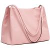 Kattee Leather Tote Bags for Women, Casual Shoulder Hobo Purses and Handbags, Top Magnetic Snap Closure(Pink)