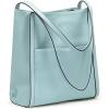 Kattee Leather Tote Shoulder Bag for Women, Leather Purse and Handbags Medium Size(Sky Blue)