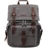 Kattee Men’s Leather Canvas Backpack Large School Bag Travel Rucksack Black(Grey)