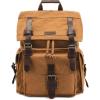 Kattee Men’s Leather Canvas Backpack Large School Bag Travel Rucksack Black(Khaki)