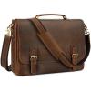imageKattee Mens Leather Satchel Briefcase 156quot Laptop Messenger Shoulder Bag ToteBrown