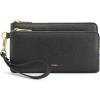 Kattee RFID Wallet Women, Leather Wristlet Wallets for Women, Slim Clutch Purses, with Credit Card Holder(Black)