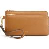 Kattee RFID Wallet Women, Leather Wristlet Wallets for Women, Slim Clutch Purses, with Credit Card Holder(Brown)